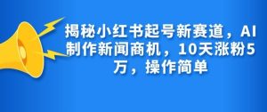 揭秘小红书起号新赛道,AI制作新闻商机,10天涨粉1万,操作简单-网创之道
