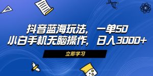 抖音蓝海玩法,一单50,小白手机无脑操作,日入3000+-网创之道
