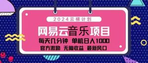 2024云梯计划 网易云音乐项目：每天几分钟 单机日入1000 官方激励 无脑…-网创之道