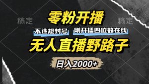 零粉开播，无人直播野路子，日入2000+，不违规封号，躺赚收益！-网创之道