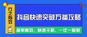 摸着石头过河整理出来的抖音快速突破万播攻略,简单高效,快速千粉!-网创之道