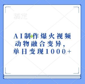 AI制作爆火视频，动物融合变异，单日变现1k-网创之道