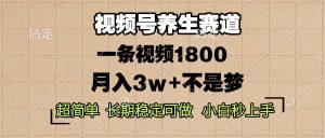 视频号养生赛道,一条视频1800,超简单,长期稳定可做,月入3w+不是梦-网创之道