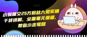 小说推文25万粉丝大佬实操干货讲解,全面毫无保留,帮你少走弯路-网创之道