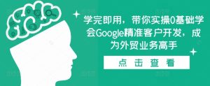 学完即用，带你实操0基础学会Google精准客户开发，成为外贸业务高手-网创之道
