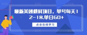 最新美团截屏项目，单号每天12-18.单日60+-网创之道