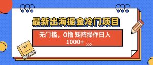 最新出海掘金冷门项目,单号日入1000+-网创之道