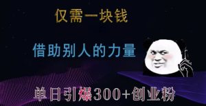 仅需一块钱，借助别人的力量，单日引爆300+创业粉、兼职粉-网创之道