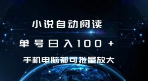 小说自动阅读 单号日入100+ 手机电脑都可 批量放大操作-网创之道