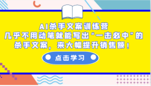 AI杀手文案训练营：几乎不用动笔就能写出“一击必中”的杀手文案，来大幅提升销售额！-网创之道