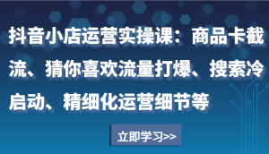 抖音小店运营实操课:商品卡截流、猜你喜欢流量打爆、搜索冷启动、精细化运营细节等-网创之道