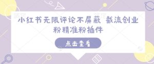 小红书无限评论不屏蔽 截流创业粉精准粉插件-网创之道