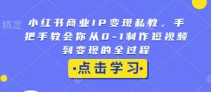 小红书商业IP变现私教,手把手教会你从0-1制作短视频到变现的全过程-网创之道