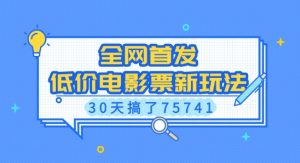 全网首发,低价电影票新玩法,已有人30天搞了75741-网创之道