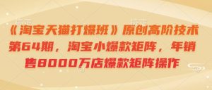 《淘宝天猫打爆班》原创高阶技术第64期,淘宝小爆款矩阵,年销售8000万店爆款矩阵操作-网创之道