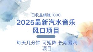 2025最新汽水音乐躺赚项目 每天几分钟 日入1000+-网创之道