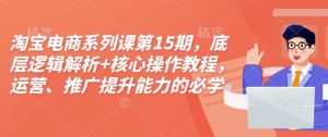 淘宝电商系列课第15期,底层逻辑解析+核心操作教程,运营、推广提升能力的必学课程+配套资料-网创之道