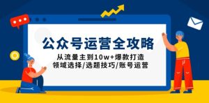 公众号运营全攻略:从流量主到10w+爆款打造,领域选择/选题技巧/账号运营-网创之道