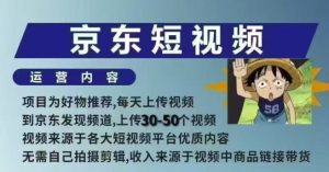 京东短视频带货课，无需自己拍摄剪辑，保姆式教学，两天快速上手-网创之道