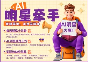 AI明星牵手,每天十分钟,带货、素材、分成都非常猛,发布就爆,月入过W,小白无脑冲-网创之道