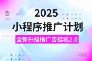 2025小程序推广计划，撸广告挂JI3.0玩法，日均5张-网创之道