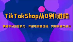 TikTokShop从0到1进阶,掌握平台运营技巧,开启电商新征程,实现突破与成长-网创之道
