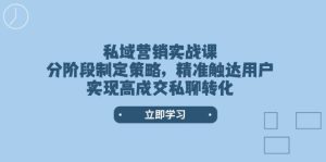 私域营销实战课，分阶段制定策略，精准触达用户，实现高成交私聊转化-网创之道