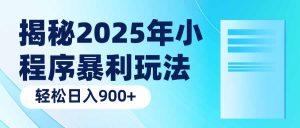 揭秘2025年小程序暴利玩法:轻松日入900+-网创之道