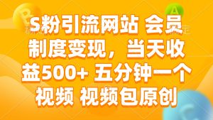 S粉引流网站 会员制度变现，当天收益500+ 五分钟一个视频 视频包原创-网创之道